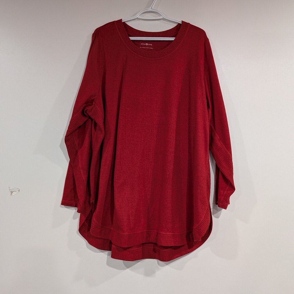 Pennington's Active Zone Curved Hem Sweater Red Size 2X